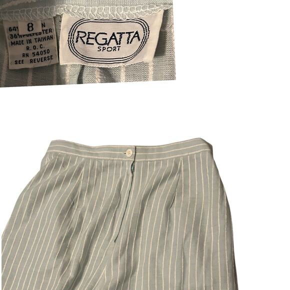 Vintage 1980s Pastel Mint High Waist Summer Stripe Trouser Pants / Small - - Picture 4 of 4